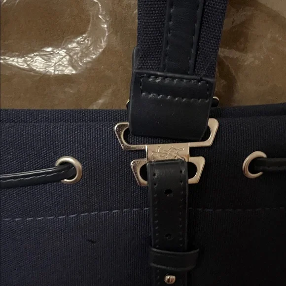 Yves Saint Laurent Dark Blue Tote with Gold Logo - Picture 6 of 17